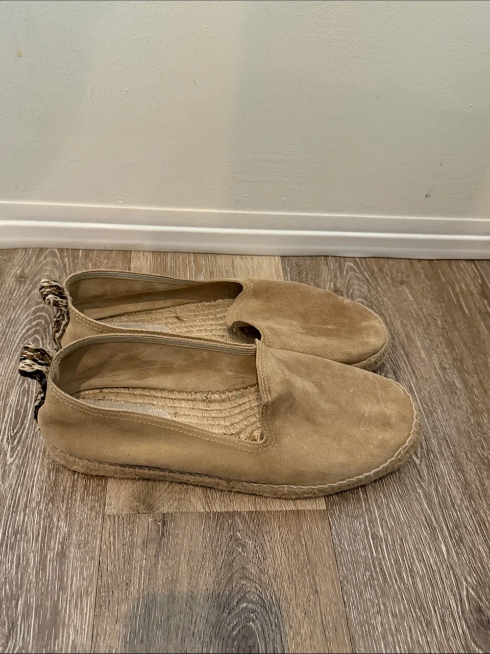 Tan Suede Slip-On Espadrille Loafers